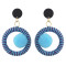 E-4422 Statement Drop Earrings Pom Pom Ball Ethnic Thread Wrapped Earring