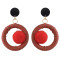 E-4422 Statement Drop Earrings Pom Pom Ball Ethnic Thread Wrapped Earring