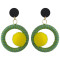 E-4422 Statement Drop Earrings Pom Pom Ball Ethnic Thread Wrapped Earring