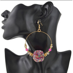 E-4420 New Fashion Bohemian personality Styles Punk Big Round Pom Pom Earrings Accessories