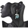 E-4421 Cute Dolphin Shape Turquoise Drop Earrings for Women Boho Wedding Party Birthday Gift