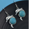 E-4421 Cute Dolphin Shape Turquoise Drop Earrings for Women Boho Wedding Party Birthday Gift
