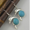 E-4421 Cute Dolphin Shape Turquoise Drop Earrings for Women Boho Wedding Party Birthday Gift