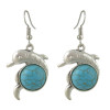 E-4421 Cute Dolphin Shape Turquoise Drop Earrings for Women Boho Wedding Party Birthday Gift