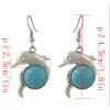 E-4421 Cute Dolphin Shape Turquoise Drop Earrings for Women Boho Wedding Party Birthday Gift