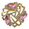 P-0388 Fashion Gold Plated Alloy Crystal Rhinestone Flower Scarf Buckle Brooch Accessory