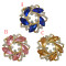 P-0389 Generous Shining Gold Plated Alloy Full Crystal Rhinestones Flower Buckle Brooch Scarf Accessories