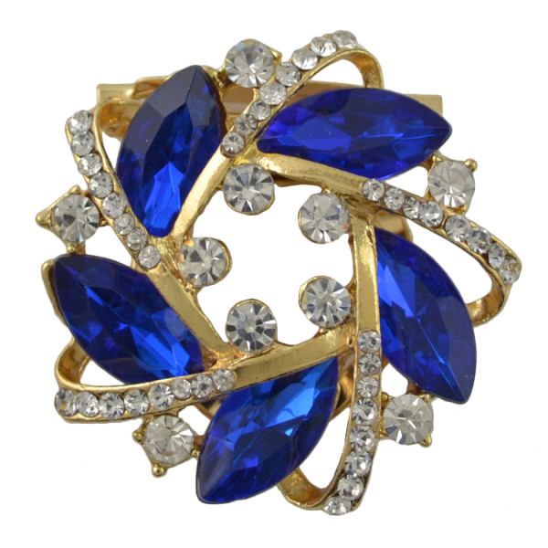 P-0389 Generous Shining Gold Plated Alloy Full Crystal Rhinestones Flower Buckle Brooch Scarf Accessories