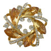 P-0389 Generous Shining Gold Plated Alloy Full Crystal Rhinestones Flower Buckle Brooch Scarf Accessories