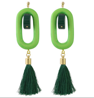 E-4424 6 Colors Unique Acrylic Thread Tassel Drop Earrings for Women Boho Party Jewelry Accessories
