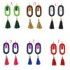 E-4424 6 Colors Unique Acrylic Thread Tassel Drop Earrings for Women Boho Party Jewelry Accessories