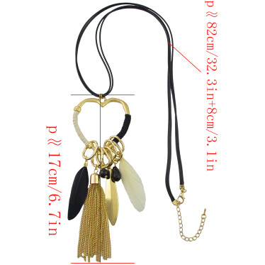 N-6972 New Gold Plated Tassel Charm turquoise thread Feather pendant Necklace Jewelry