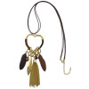 N-6972 New Gold Plated Tassel Charm turquoise thread Feather pendant Necklace Jewelry