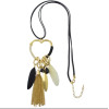 N-6972 New Gold Plated Tassel Charm turquoise thread Feather pendant Necklace Jewelry