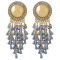 E-4423 5 Colors Gold Plated Round Rhinestone Acrylic Beaded Tassel Drop Earrings Jewelry Accessories