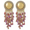 E-4423 5 Colors Gold Plated Round Rhinestone Acrylic Beaded Tassel Drop Earrings Jewelry Accessories