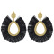 E-4425  Boho Fringe Earrings Gold Plated Big Waterdrop Stud Tassel Earring Ear Jewelry