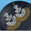 E-4427 4 Colors Bohemian Rhinestone Thread Tassel Drop Earrings for Women Wedding Party Accessories