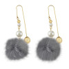 E-4429 5 Colors Bohemian Gold Plated Hook  Venetian Pearl Woolen ball Drop Dangle Earrings for Women Fashion Wedding Party Accessories