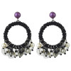 E-4430 7 Colors Bohemian Gun Black Alloy Acrylic Beaded  PearlTassel Drop Dangle Earrings Women Wedding Party Accessories