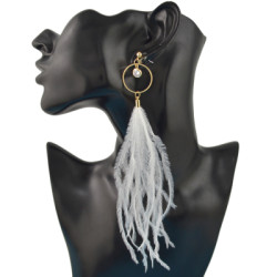 E-4435 3Colors 3 Styles Bohemian Gold Plated Stud Rhinestone Crystal Feather Pendant Metal Tassel Dangle Drop Earrings for Women Fashion Wedding Party Accessories
