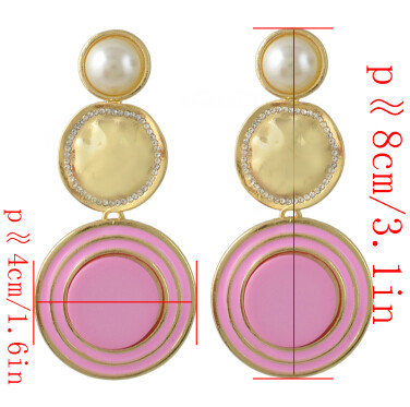 E-4434 6 Colors Gold Plated Round Pearl Drop Earrings Jewelry Accessories For Women