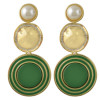 E-4434 6 Colors Gold Plated Round Pearl Drop Earrings Jewelry Accessories For Women