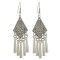 E-4431 Vintage Style Silver Alloy Carved Flower Geometric Tassel Fish Hoop Earrings