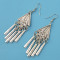 E-4431 Vintage Style Silver Alloy Carved Flower Geometric Tassel Fish Hoop Earrings