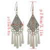 E-4431 Vintage Style Silver Alloy Carved Flower Geometric Tassel Fish Hoop Earrings