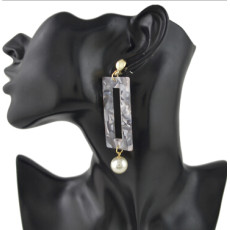 E-4437 3 Colors  Hot Women Acrylic square pearl Long Drop Earrings Jewelry