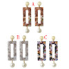 E-4437 3 Colors  Hot Women Acrylic square pearl Long Drop Earrings Jewelry