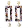 E-4437 3 Colors  Hot Women Acrylic square pearl Long Drop Earrings Jewelry