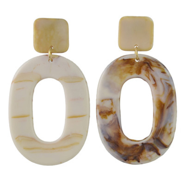 E-4436 2 Colors Women fashion Amber Pattern Circular Acrylic Long Drop Earrings Jewelry