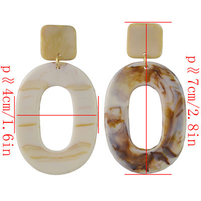 E-4436 2 Colors Women fashion Amber Pattern Circular Acrylic Long Drop Earrings Jewelry