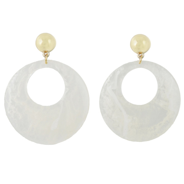 E-4438 3 Colors Women fashion Amber Pattern Circular Acrylic Long Drop Dangle Earrings Jewelry