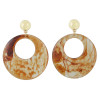 E-4438 3 Colors Women fashion Amber Pattern Circular Acrylic Long Drop Dangle Earrings Jewelry