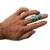 R-1203 Vintage Style 8 Letter Turquoise Rings Antique Silver Plated Women Flower Turquoise Rings Opening Rings