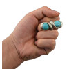 R-1203 Vintage Style 8 Letter Turquoise Rings Antique Silver Plated Women Flower Turquoise Rings Opening Rings