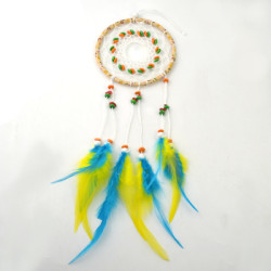 N-6969 Colorful New Fashion Dreamcatcher Gift Handmade Dream Catcher Net With Resin Bead Feathers Pendant  Wall Hanging Decoration Ornament