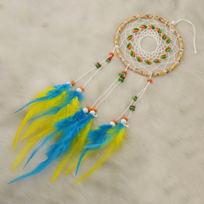 N-6969 Colorful New Fashion Dreamcatcher Gift Handmade Dream Catcher Net With Resin Bead Feathers Pendant  Wall Hanging Decoration Ornament
