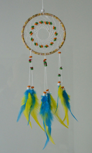 N-6969 Colorful New Fashion Dreamcatcher Gift Handmade Dream Catcher Net With Resin Bead Feathers Pendant  Wall Hanging Decoration Ornament