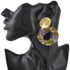 E-4443 5 Colors Elegant Lady Ethnic Style Gold Plated Metal Stud Annulus Shape Colorful Fabric Pendant  Drop Dangle Earrings for Women Party Jewelry