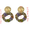 E-4443 5 Colors Elegant Lady Ethnic Style Gold Plated Metal Stud Annulus Shape Colorful Fabric Pendant  Drop Dangle Earrings for Women Party Jewelry