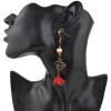 E-4442 Vintage Style Copper Alloy Wood Ceramics Beads Flower Dangle Earrings