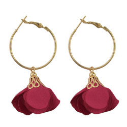 E-4444 6 Colors Fahsion Alloy Cloth Material Flower Earrings Trendy Jewelry