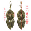 E-4441 Bohemian Gold plated Alloy Turquoise Leaves Drop dangle earrings Woem's Engagement Gift