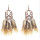 E-4448 Bohemian Brown Feather Long Drop Earrings for Women Wedding Party Fashion Jewelry