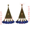 E-4452 Ethnic New fashion 4 colors Vintage Pattern Bronze Plated Alloy Pyramid Shape Crystal Chiffon Flower Pendant Drop Earrings for Women Jewelry