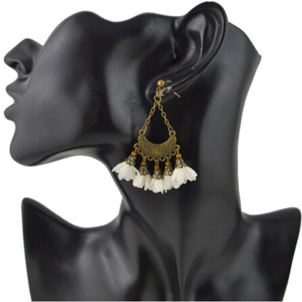 E-4453 5 Colors Fahsion Alloy Cloth Material Flower Earrings Trendy Jewelry